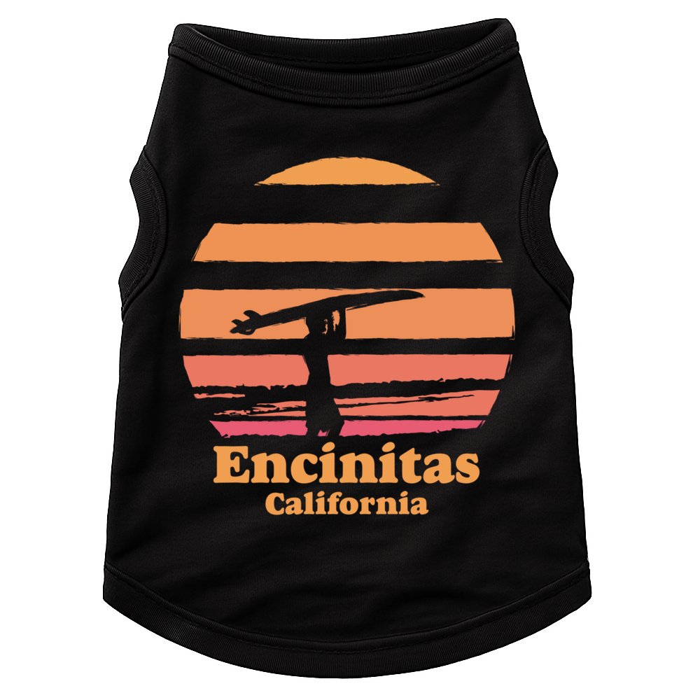 Encinitas California Retro Surf Vintage Surfing Sun 70's Gift Doggie Tank