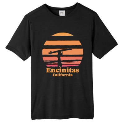 Encinitas California Retro Surf Vintage Surfing Sun 70's Gift Tall Fusion ChromaSoft Performance T-Shirt