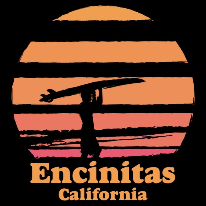 Encinitas California Retro Surf Vintage Surfing Sun 70's Gift Bucket Hat