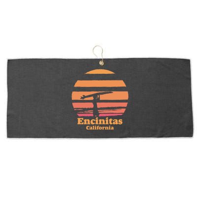 Encinitas California Retro Surf Vintage Surfing Sun 70's Gift Large Microfiber Waffle Golf Towel