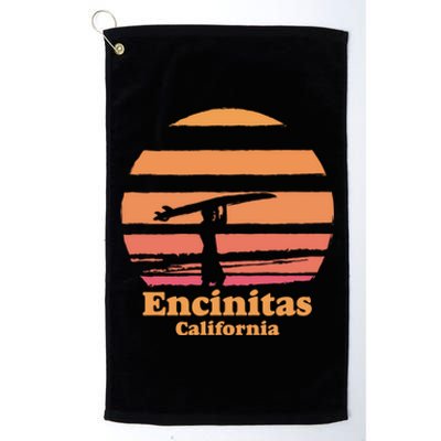 Encinitas California Retro Surf Vintage Surfing Sun 70's Gift Platinum Collection Golf Towel