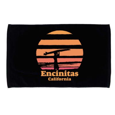 Encinitas California Retro Surf Vintage Surfing Sun 70's Gift Microfiber Hand Towel