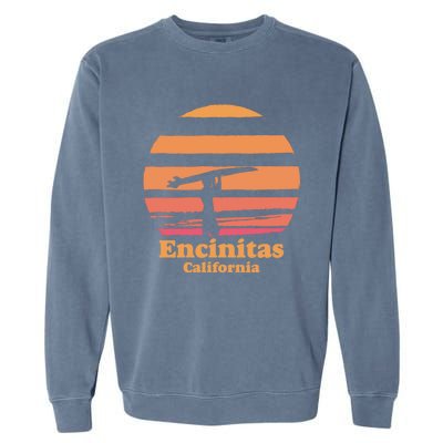 Encinitas California Retro Surf Vintage Surfing Sun 70's Gift Garment-Dyed Sweatshirt