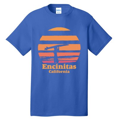 Encinitas California Retro Surf Vintage Surfing Sun 70's Gift Tall T-Shirt