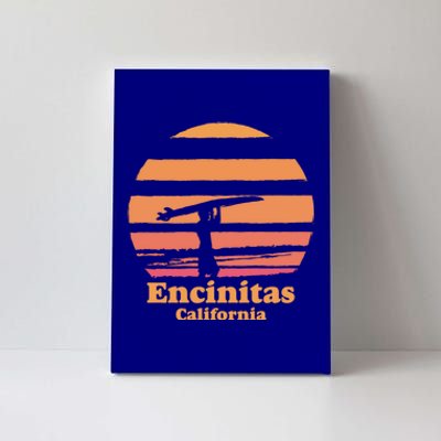 Encinitas California Retro Surf Vintage Surfing Sun 70's Gift Canvas