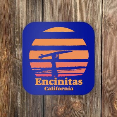 Encinitas California Retro Surf Vintage Surfing Sun 70's Gift Coaster