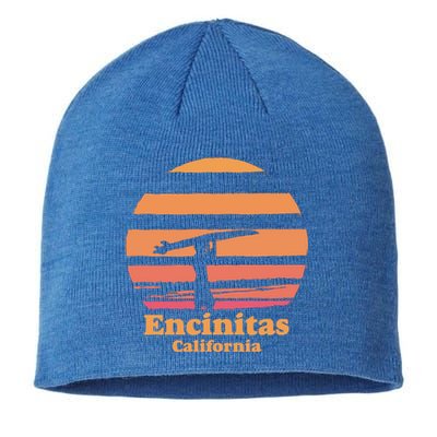 Encinitas California Retro Surf Vintage Surfing Sun 70's Gift Sustainable Beanie