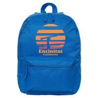 Encinitas California Retro Surf Vintage Surfing Sun 70's Gift 16 in Basic Backpack