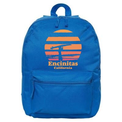 Encinitas California Retro Surf Vintage Surfing Sun 70's Gift 16 in Basic Backpack