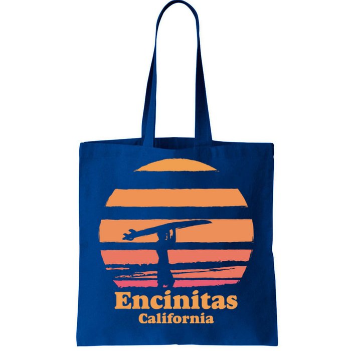 Encinitas California Retro Surf Vintage Surfing Sun 70's Gift Tote Bag