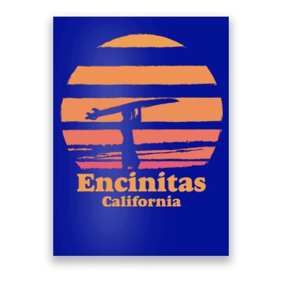 Encinitas California Retro Surf Vintage Surfing Sun 70's Gift Poster