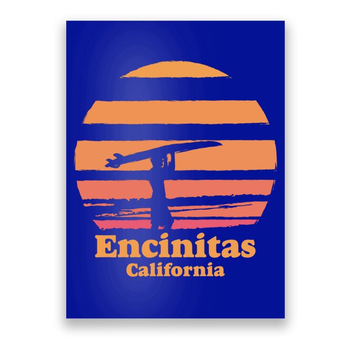 Encinitas California Retro Surf Vintage Surfing Sun 70's Gift Poster