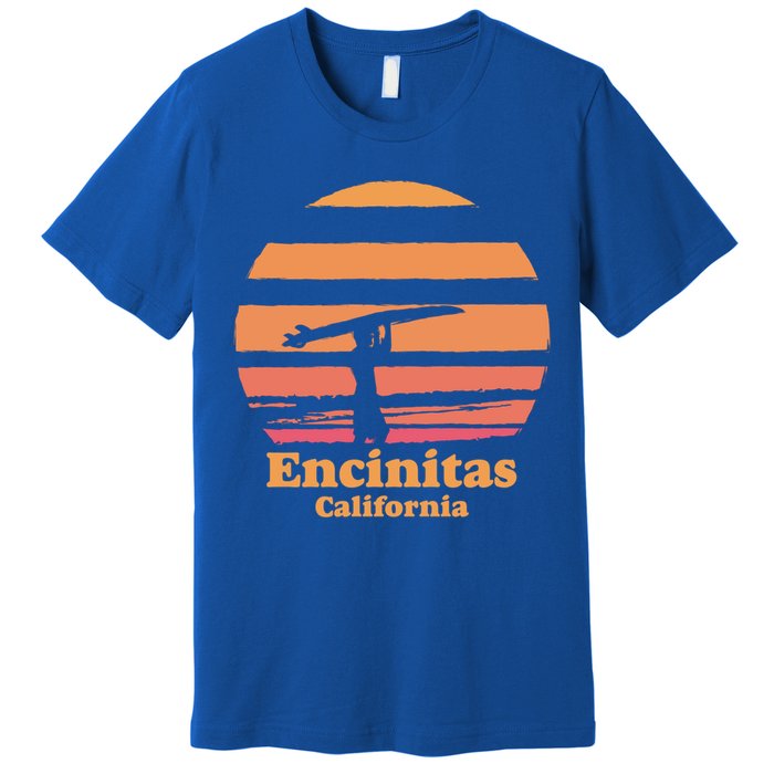 Encinitas California Retro Surf Vintage Surfing Sun 70's Gift Premium T-Shirt