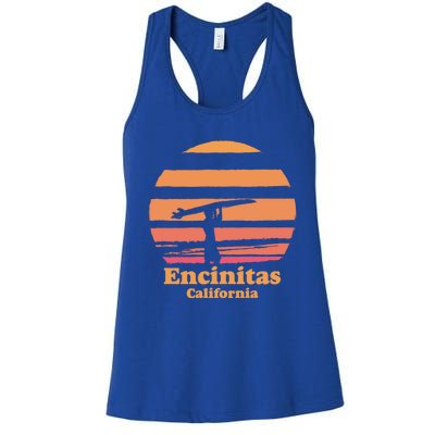 Encinitas California Retro Surf Vintage Surfing Sun 70's Gift Women's Racerback Tank