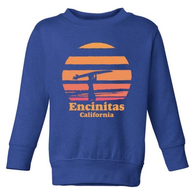 Encinitas California Retro Surf Vintage Surfing Sun 70's Gift Toddler Sweatshirt