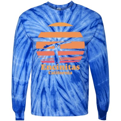 Encinitas California Retro Surf Vintage Surfing Sun 70's Gift Tie-Dye Long Sleeve Shirt