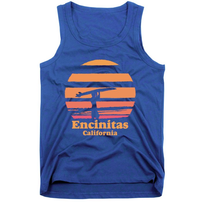 Encinitas California Retro Surf Vintage Surfing Sun 70's Gift Tank Top