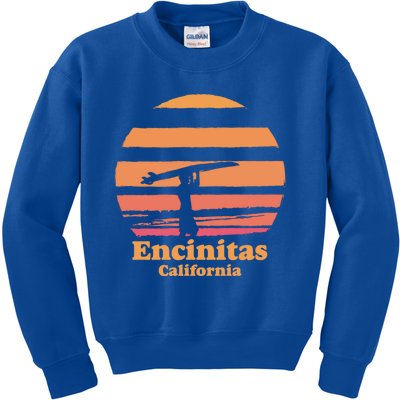 Encinitas California Retro Surf Vintage Surfing Sun 70's Gift Kids Sweatshirt