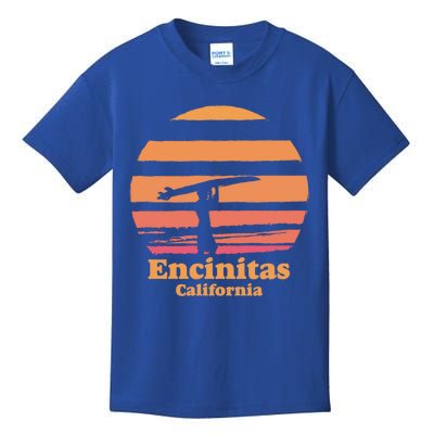 Encinitas California Retro Surf Vintage Surfing Sun 70's Gift Kids T-Shirt