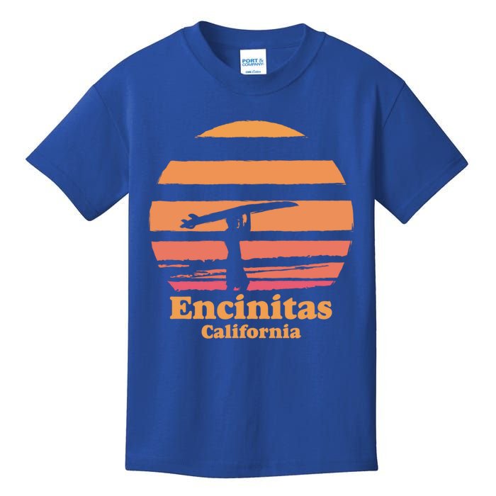 Encinitas California Retro Surf Vintage Surfing Sun 70's Gift Kids T-Shirt