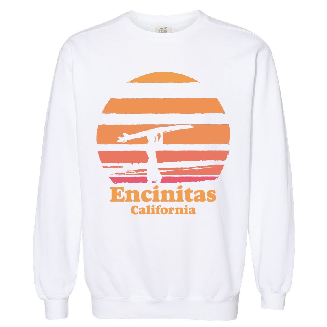 Encinitas California Retro Surf Vintage Surfing Sun 70's Gift Garment-Dyed Sweatshirt