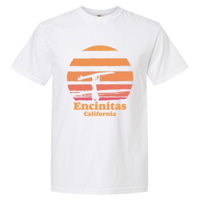 Encinitas California Retro Surf Vintage Surfing Sun 70's Gift Garment-Dyed Heavyweight T-Shirt