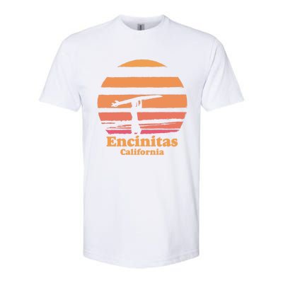 Encinitas California Retro Surf Vintage Surfing Sun 70's Gift Softstyle CVC T-Shirt