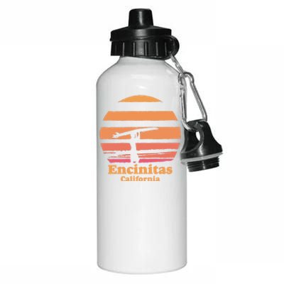 Encinitas California Retro Surf Vintage Surfing Sun 70's Gift Aluminum Water Bottle