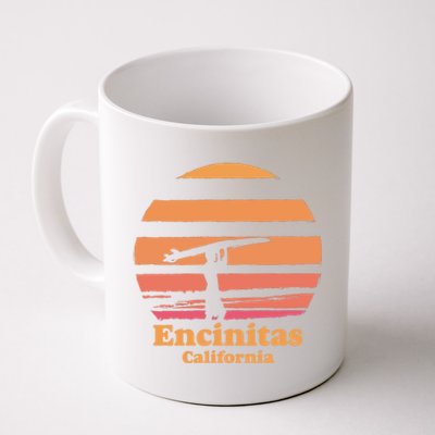 Encinitas California Retro Surf Vintage Surfing Sun 70's Gift Coffee Mug