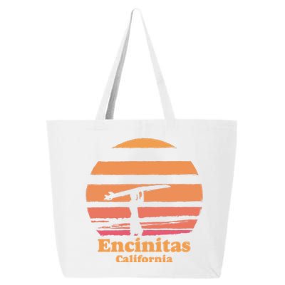 Encinitas California Retro Surf Vintage Surfing Sun 70's Gift 25L Jumbo Tote