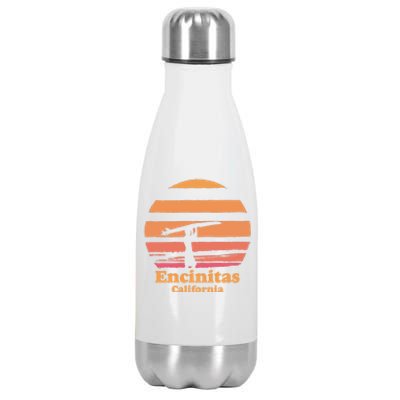 Encinitas California Retro Surf Vintage Surfing Sun 70's Gift Stainless Steel Insulated Water Bottle