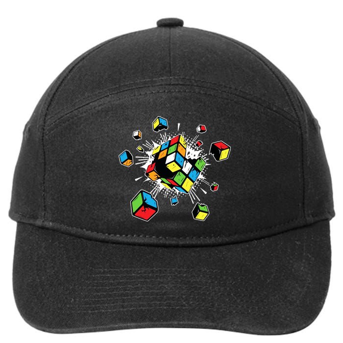Exploding Cube Speed Cubing Puzzle Master 7-Panel Snapback Hat