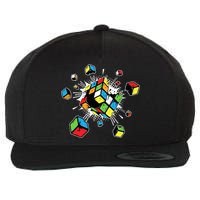 Exploding Cube Speed Cubing Puzzle Master Wool Snapback Cap