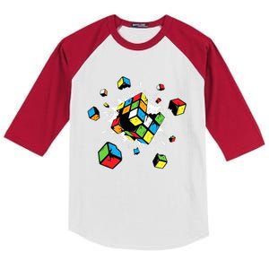 Exploding Cube Speed Cubing Puzzle Master Kids Colorblock Raglan Jersey