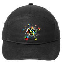 Exploding Cube Speed Cubing Puzzle Master Gift 7-Panel Snapback Hat