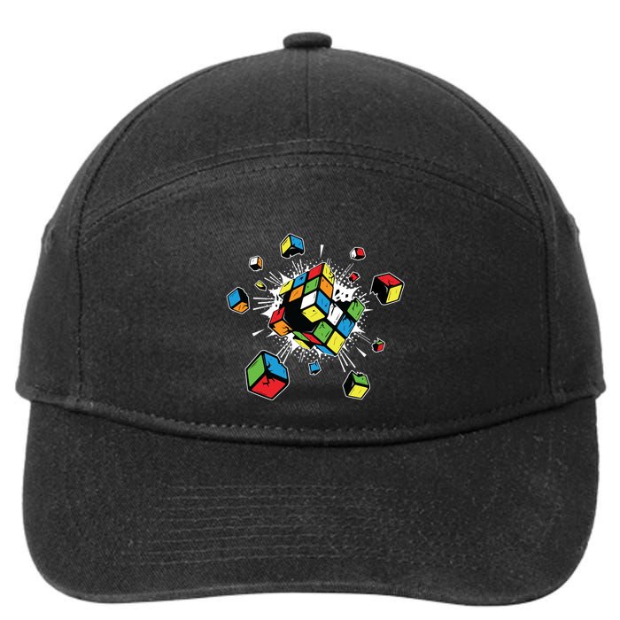 Exploding Cube Speed Cubing Puzzle Master Gift 7-Panel Snapback Hat