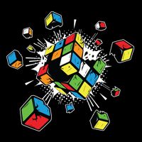 Exploding Cube Speed Cubing Puzzle Master Gift 7-Panel Snapback Hat