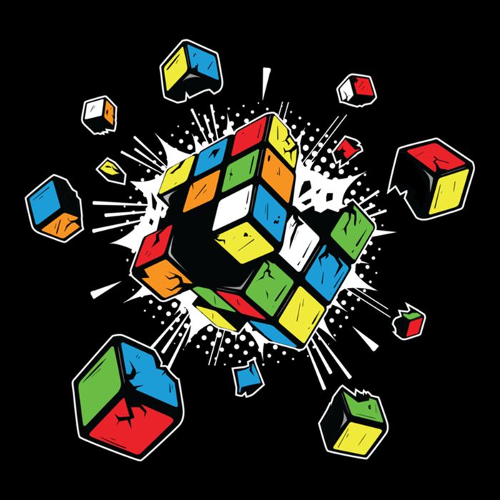 Exploding Cube Speed Cubing Puzzle Master Gift 7-Panel Snapback Hat