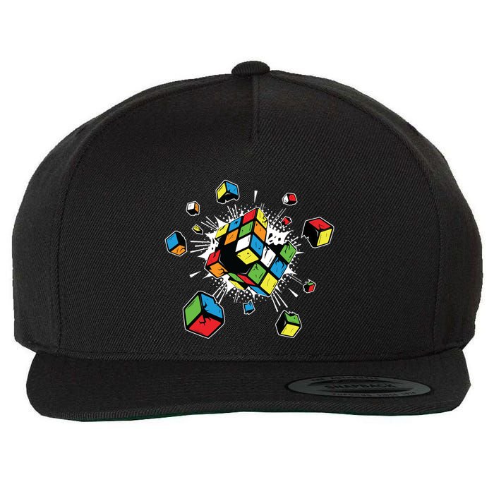 Exploding Cube Speed Cubing Puzzle Master Gift Wool Snapback Cap