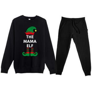 Elves Christmas Santa The Mama Elf Matching Family Gift Premium Crewneck Sweatsuit Set