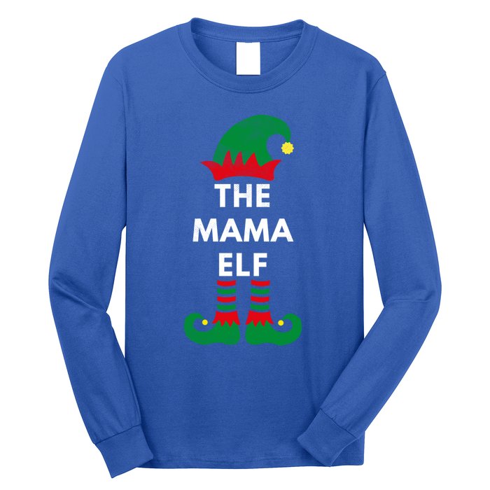 Elves Christmas Santa The Mama Elf Matching Family Gift Long Sleeve Shirt