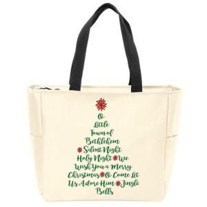 Elegant Christmas Songs As Tree And Poinsettia Topper Zip Tote Bag