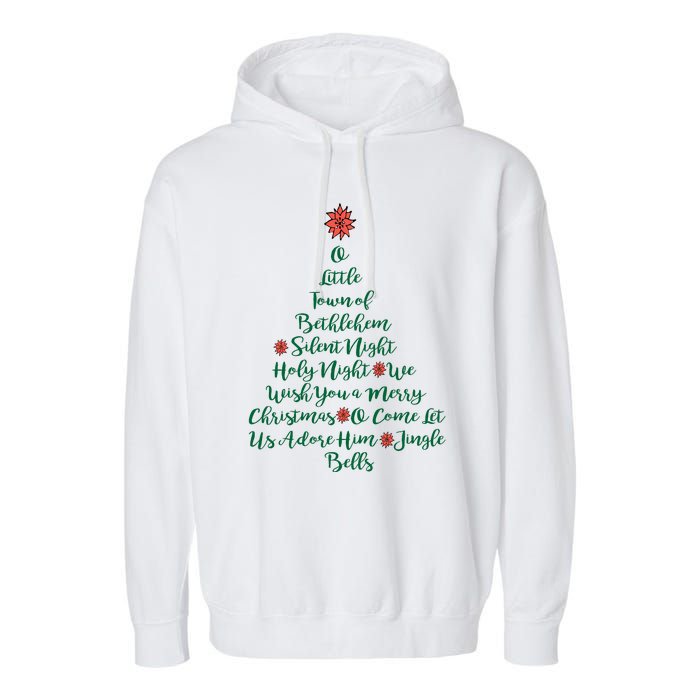 Elegant Christmas Songs As Tree And Poinsettia Topper Garment-Dyed Fleece Hoodie