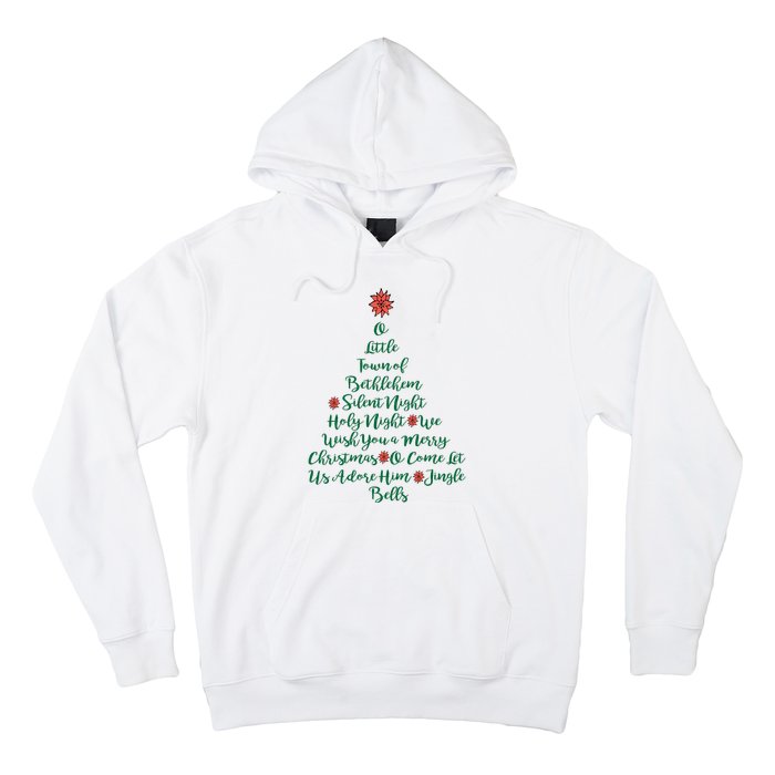 Elegant Christmas Songs As Tree And Poinsettia Topper Hoodie