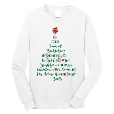 Elegant Christmas Songs As Tree And Poinsettia Topper Long Sleeve Shirt