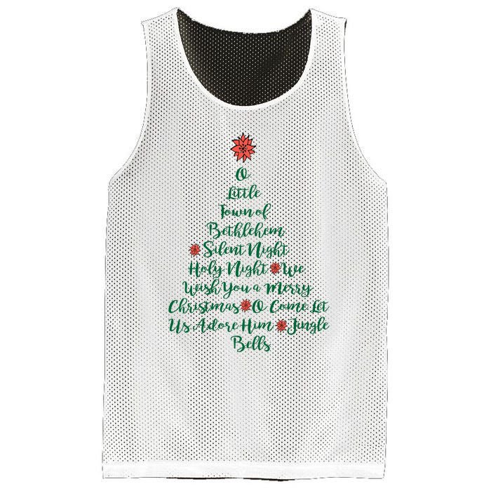 Elegant Christmas Songs As Tree And Poinsettia Topper Mesh Reversible Basketball Jersey Tank