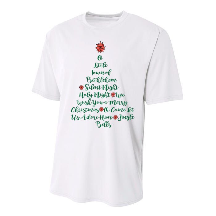 Elegant Christmas Songs As Tree And Poinsettia Topper Performance Sprint T-Shirt