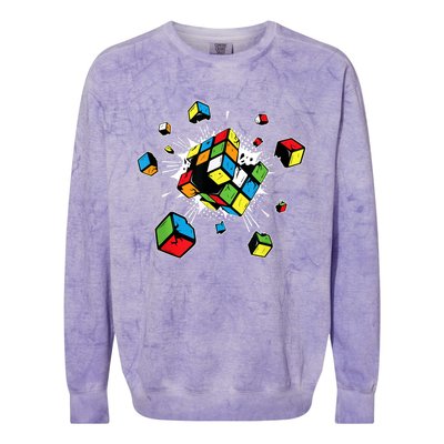 Exploding Cube Speed Cubing Puzzle Master Colorblast Crewneck Sweatshirt