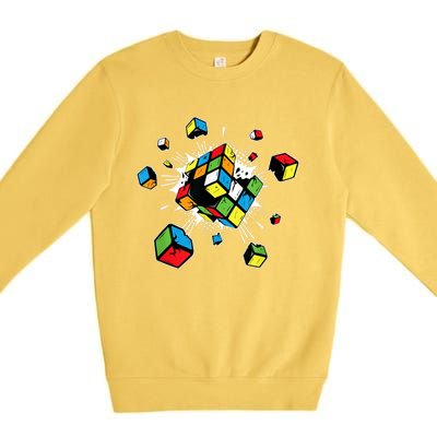 Exploding Cube Speed Cubing Puzzle Master Premium Crewneck Sweatshirt