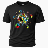 Exploding Cube Speed Cubing Puzzle Master Cooling Performance Crew T-Shirt